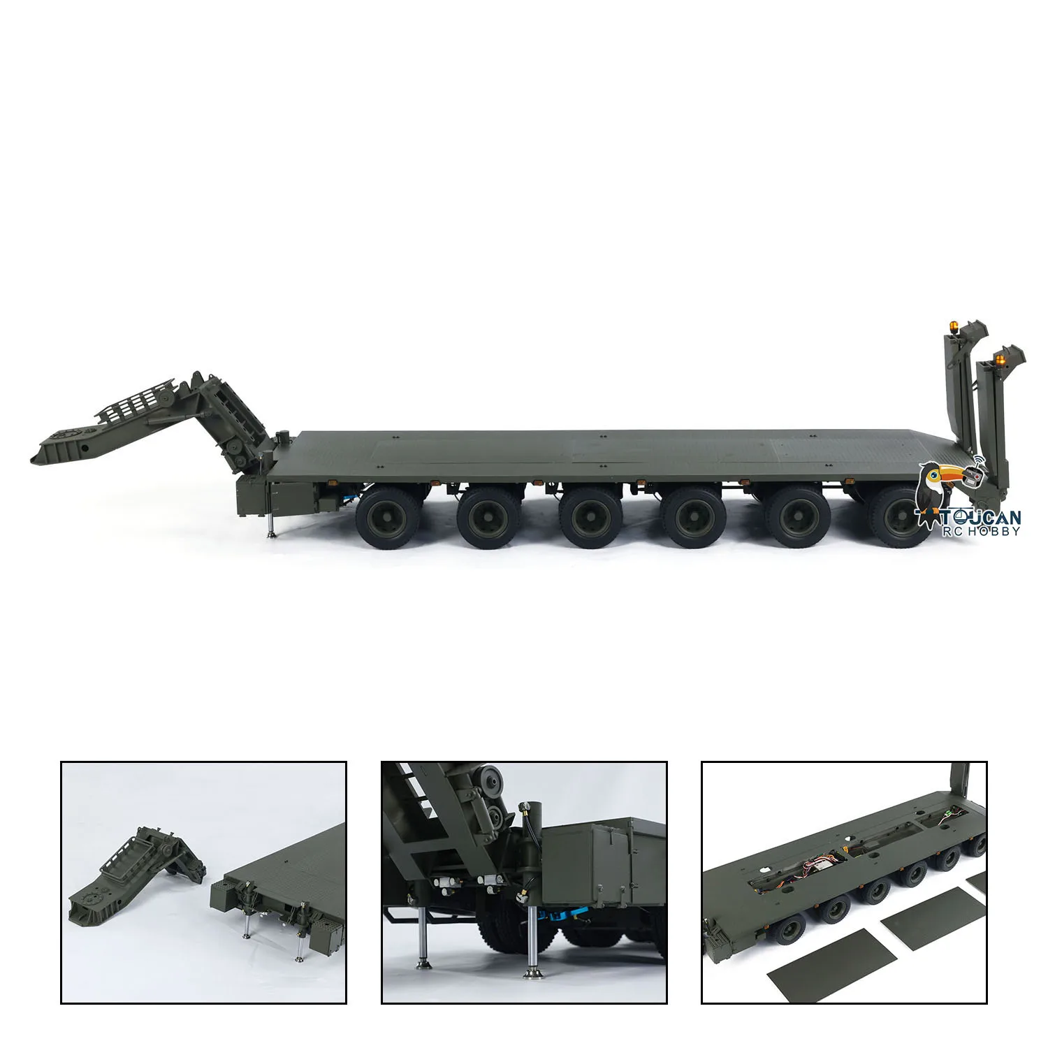 RC Hydraulic Metal Semi Trailer Painted Finished Spare Parts for Toys 1/14 Elefant FAUN SLT-56 Tank Transporter Car