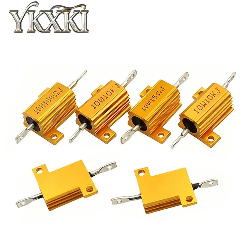 1PCS RX24 10W Aluminum Power Metal Shell Case Wirewound Resistor 0.01R ~ 300K 1 2 3 5 6 8 10 20 100 150 200 300 500 1K 10K ohm