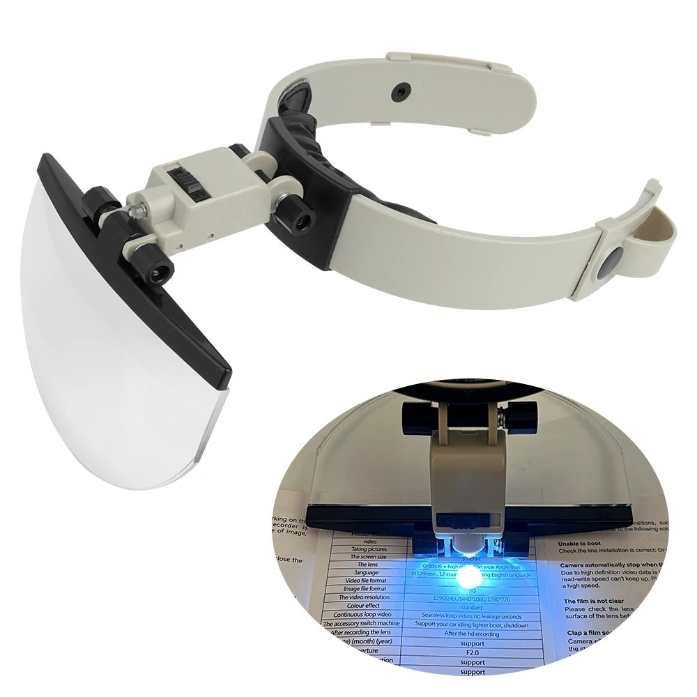 Head-mounted Optical Lens For Reading Embroidery Maintenance LED Magnifier 1.5X 2.5X 3.5X 4.5X 5.5X Helmet Magnifying Glasses