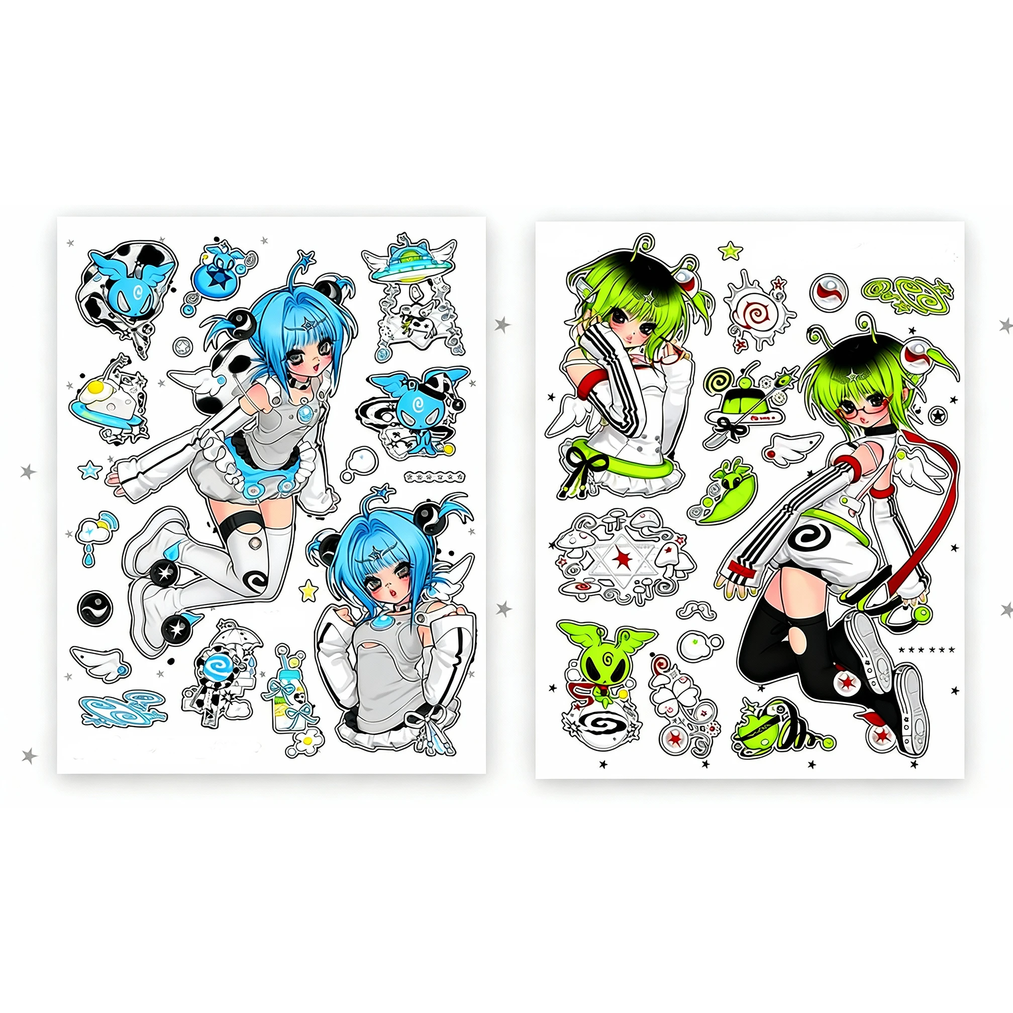 

2pcs Angel Girl Sticker Goo Card Character Sticker Notebook Material DIY