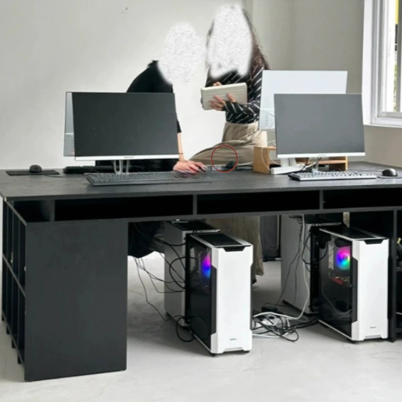 

Office Computer Storage Cabinet Black Writing Nordic Desk with Cabinet ins Style Minimalist