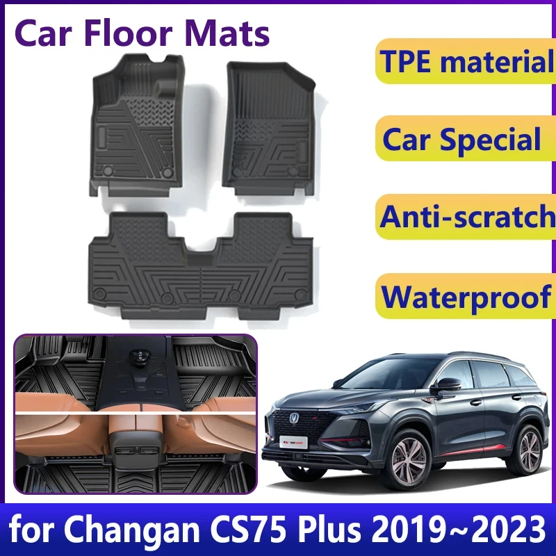 

Car Floor Mats For Changan CS75 Plus Accessories 2019~2024 II 2023 Waterproof Universal Leather TPE Foot Mat LHD Carpet Cushion