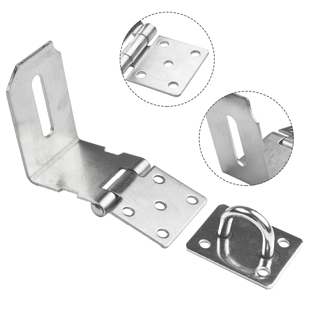 1 Set Padlock Clasp Gate Hasp Staple Door Stainless Steel 90 Degrees Latches Lock Shed Latch Household Burglar-proof Hardware