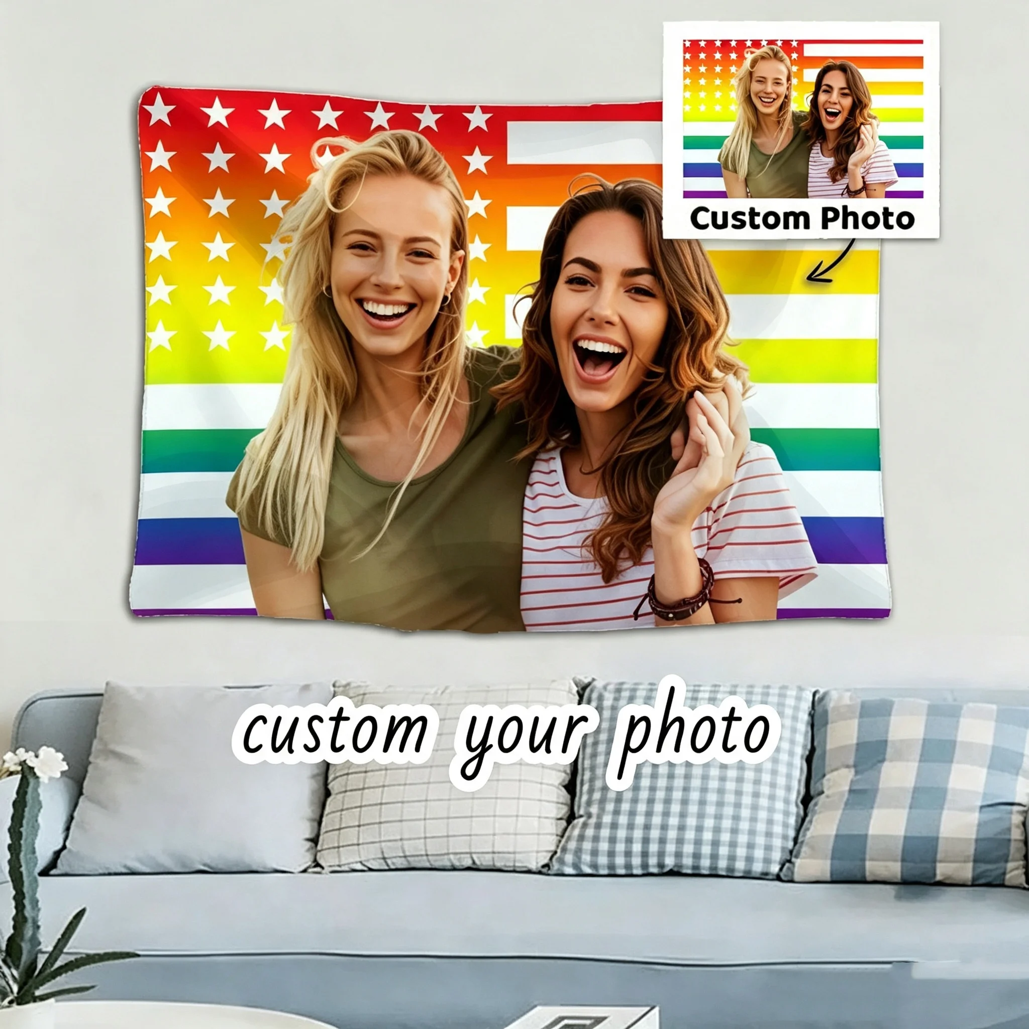 Customize a background cloth with photo text for the living room Print your photo text background cloth decoration
