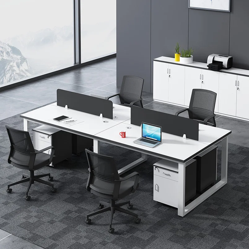 Shanghai staff desk is simple and modern, 6 four 4 people office area, screen workstation, staff face-to-face table and chair