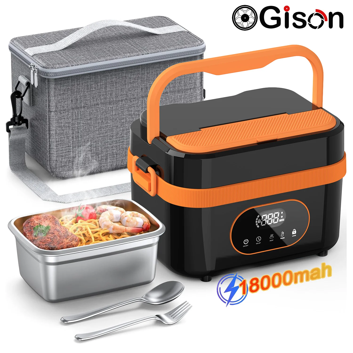 

Gison 1.5L Electric Lunch Box Food Warmer Self Heating Lunch Box 18000mah Big Capacity Rechargeable Cordless Electric Lunch Box