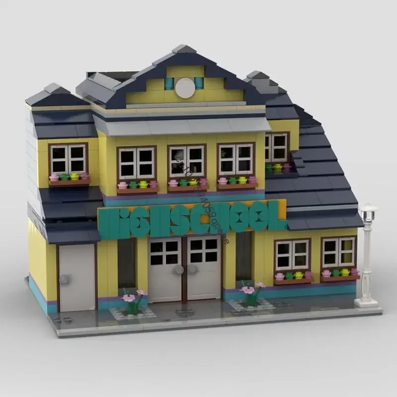 

New 1011Pcs City Hot Street View Moc Modular Heartlake High School Model Building Blocks Diy Creative Ideas Toy Birthday Gifts