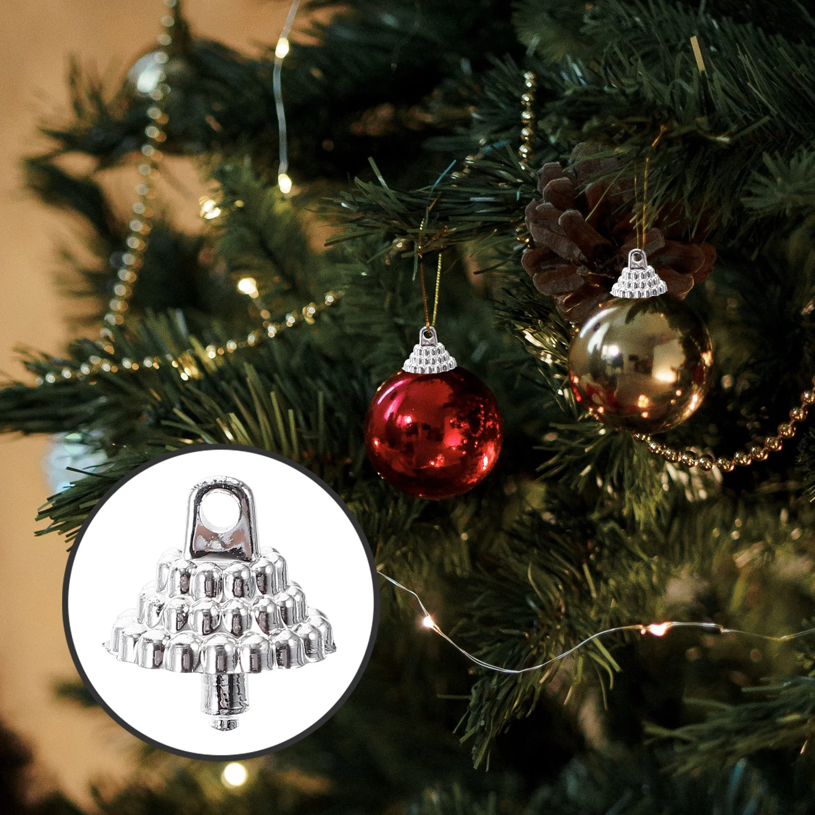 

1 set Christmas Ball Replacement Diy Hanging Balls Fittings Xmas Decorations Ball Pendant Caps Creative Balls Accessory