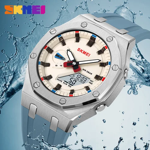 Imagen 2 del producto SKMEI-Reloj de pulsera para hombre, cronómetro de cuenta regresiva, movimiento electrónico, 5 despertadores, reloj de día, ahorro de tiempo, 2243