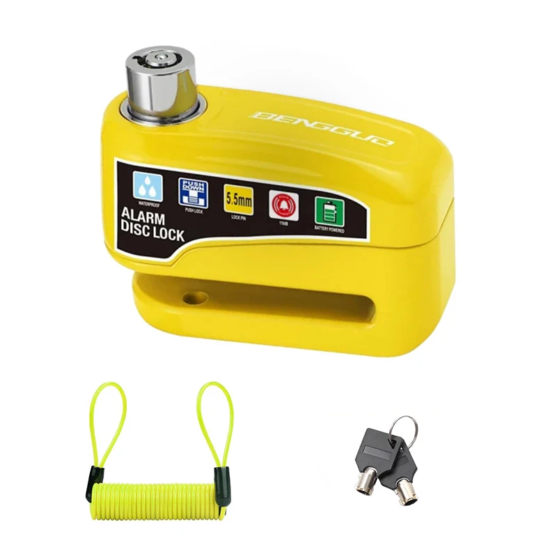 

Motorcycle Bicycle Lock Alarm Anti-Theft Reminder Rope Lock Bag Scooter Wheel Disc Brake Lock Waterproof Brakelock