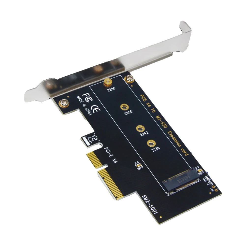 PCI-E 3.0 X4 to NVMe M.2 NGFF M Key SSD Riser Expansion Card for 2230/2242/2260/2280 M.2 SSD EM2-5001