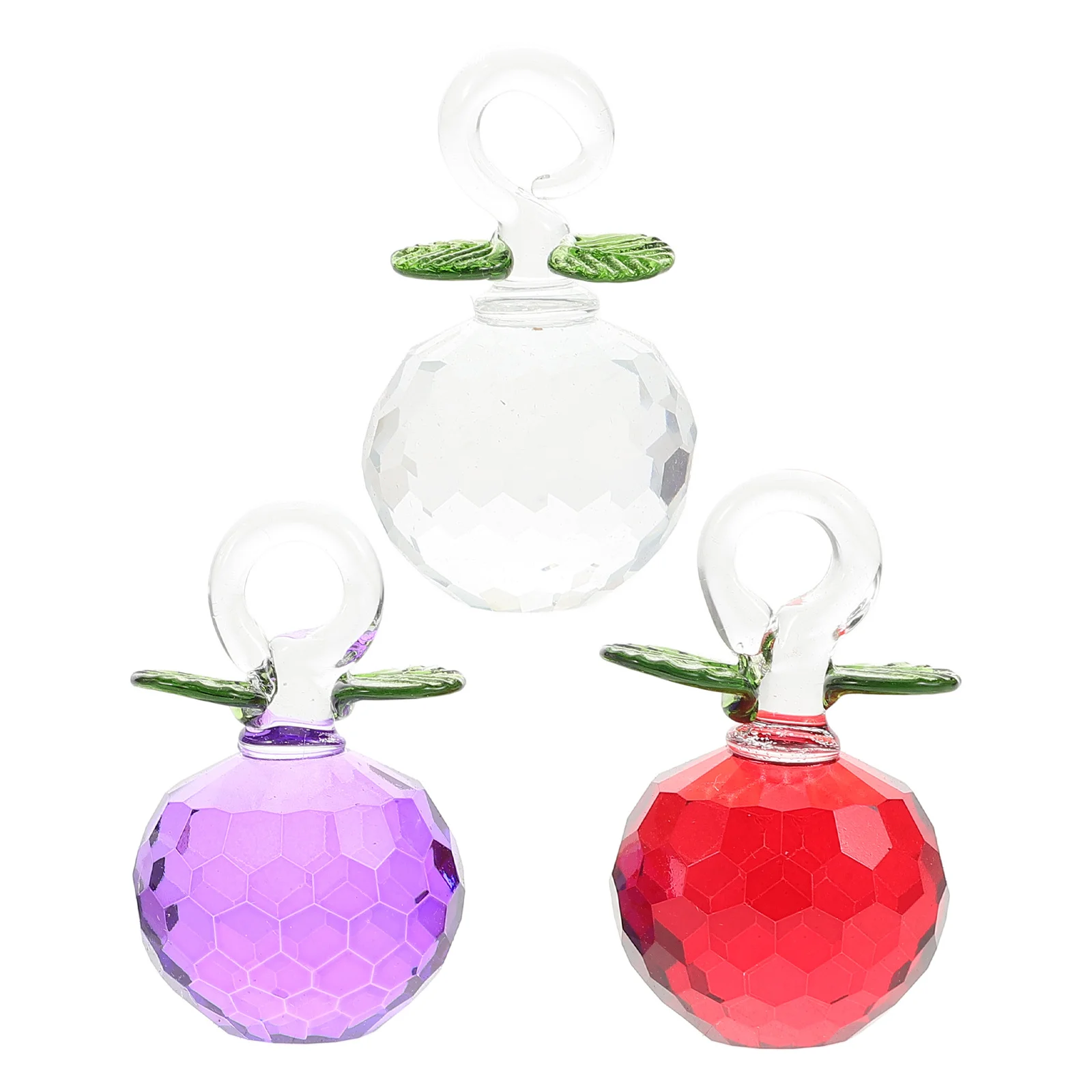 

3Pcs Mini Glass Apples Ornament Elegant Holiday Decor for Festive Occasions Easy Clean Long Lasting Gift Glass Fruit