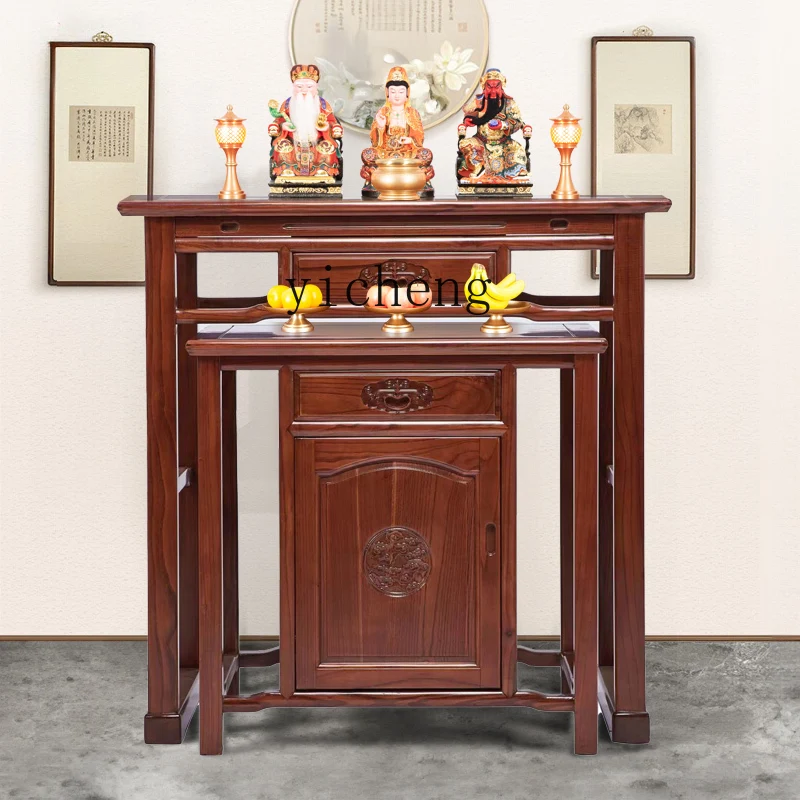

all-log solid wood tribute table incense table home modern light luxury new Chinese Buddha table