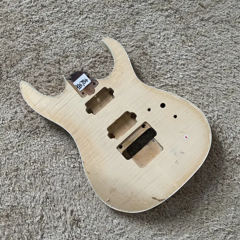 Unfinished Floyd Rose Style Electric Guitar Kit  Maple With Rosewood NO Fret Neck Flamed Body Guitar Set Stock Item YN784+YB784