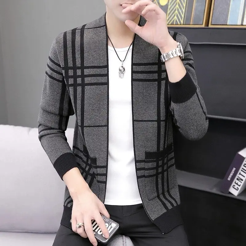 

Мужской модный зимний свитер Thiened, повседневный универсальный открытый кардиган большого размера, трикотажная одежда для молодых мужчин, городской Sle