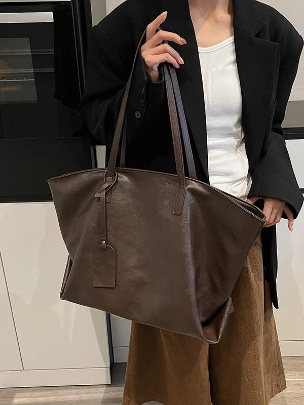 

Retro Large Capaci Women's Tote Bag Casual Commuter oulder Bag Faionable Autumn Winter New Sle Handbag for Ladies