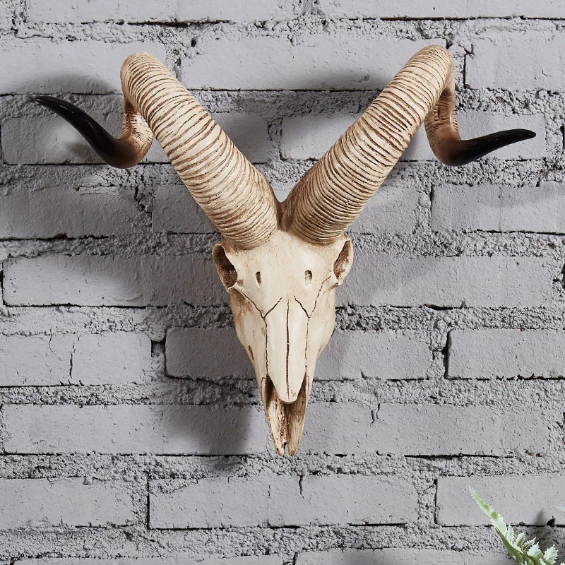 3D Hars Geit Antilope Dier Schedel Hoofd Home Decoratie Muur Opknoping Kamer Ornament Skelet Ambachten Voor Halloween Home Decor