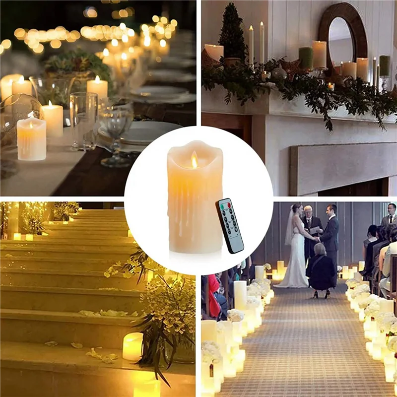 GEFENSI ABUP-4X LED Candles, Flickering Flameless Candles,Rechargeable Candle, Real Wax Candles With Remote Control,10Cm