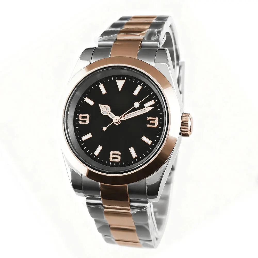 شعار مخصص NH35 ساعة رجل التلقائي الميكانيكية ساعة اليد 36 مللي متر/39 مللي متر مقاوم للماء الياقوت مضيئة Reloj automatique ميوتا ساعة