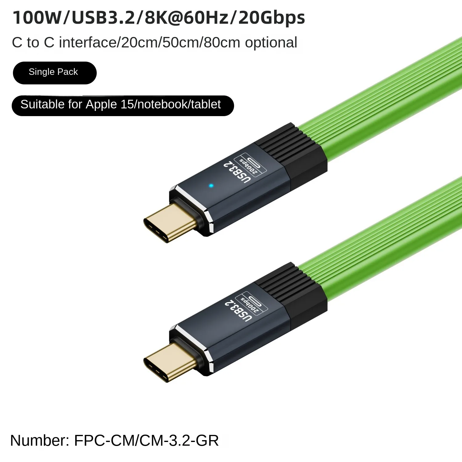 PD 100W USB C to USB C Cable USB 3.2 Type-C Gen2 20Gbps 8K @ 60Hz Video Data Cord for PC Laptop Macbook iPad iPhone 15 Pro Max