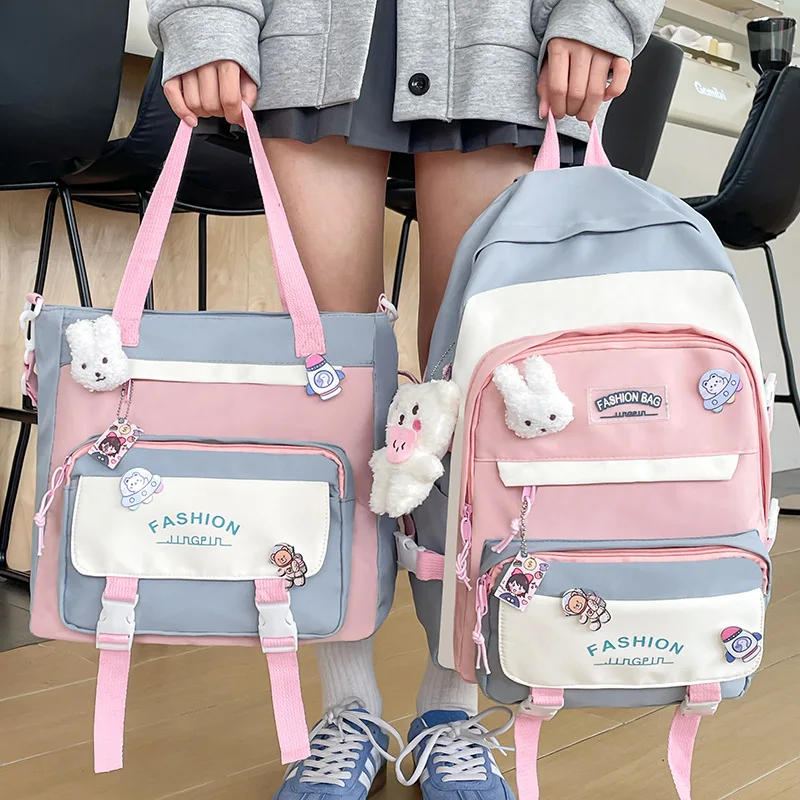 Large Capacity School Bag Set for Girls Grades 3 to 6 Summer Tutoring Double Shoulder Bag Primary And Junior High School Back...