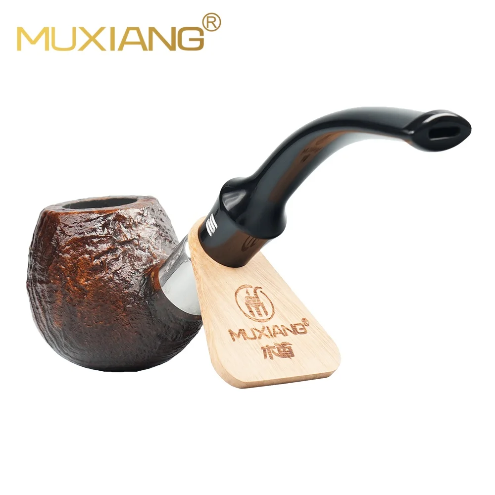 Portable Briar Wood Pipe Stand Mini Tobacco Pipe Holder with Keychain, Collectible Pipe Bracket Storage Rack, Gift Box Packaging