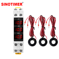 New Din Rail Three Phase 220V AC 80-500V Current Meter Digital Display Ammeter Monitor Ampere Meter Measuring 0-100A Ampermeter