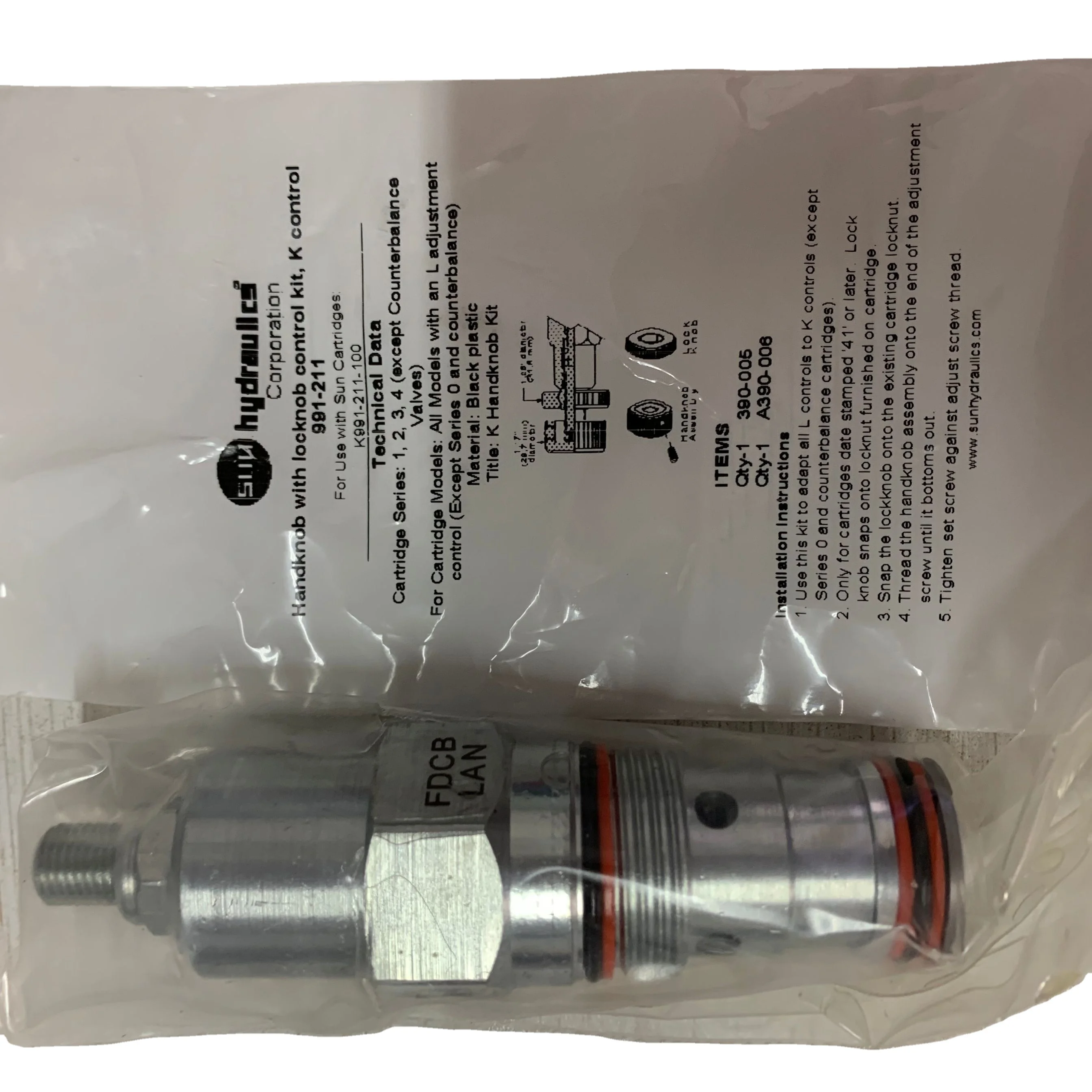 FDCB-KAN FDCBKAN SUN Hydraulics Original Made in USA Fully Adjustable Pressure Compensated Flow Control Valve Reverse Flow Check