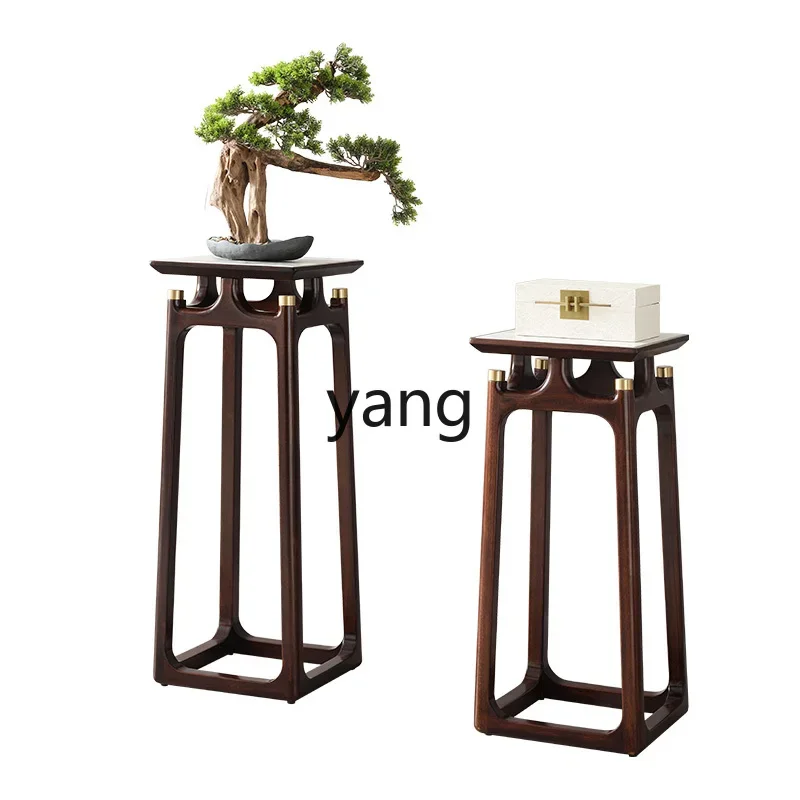 

LTT light luxury new Chinese ebony flower stand rock slab solid wood modern living room ornament bonsai plant stand