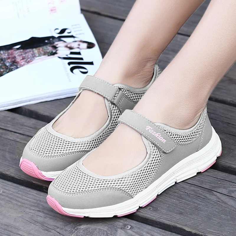 Summer Breathable Women Sneakers Healthy Walking Mary Jane Shoes Mesh Sport Running Shoes Light Flats Ladies Shoes and Sandals