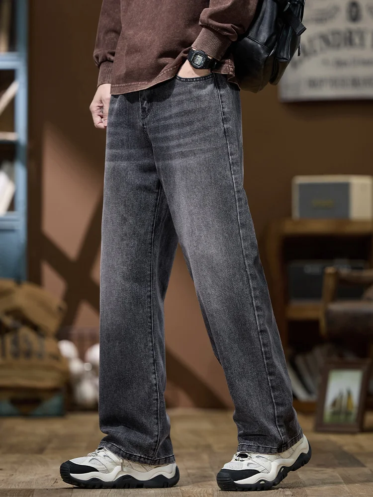 

Loose Straight Leg Men's Jeans Casual Versatile Retro Sle mid Waist Waed Cotton Polyester Blend Spring Autumn Wear