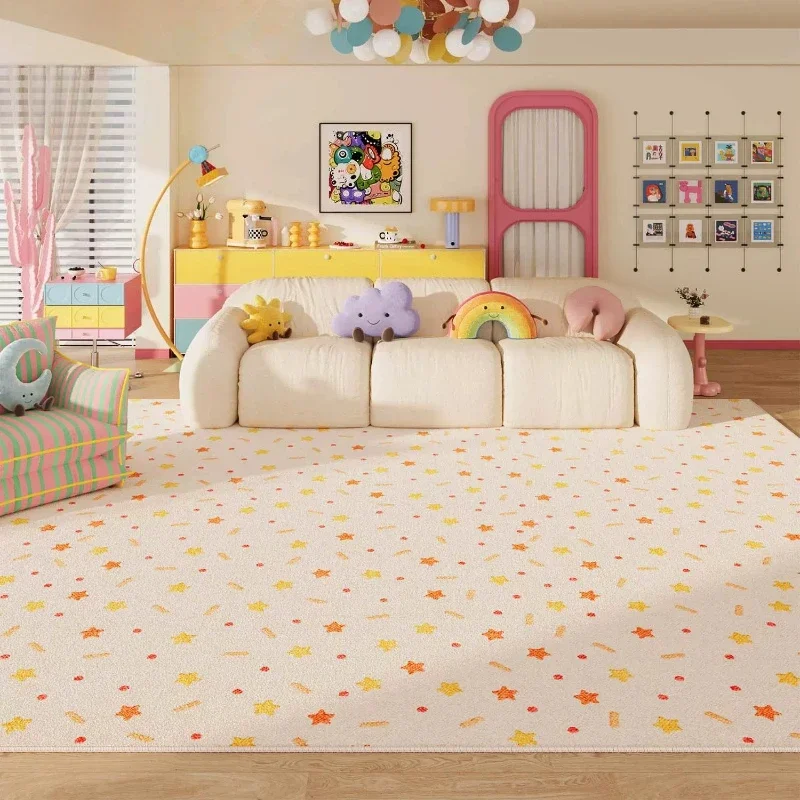 Cream Style Carpets for Living Room Dopamine Color Star Bedroom Decor Carpet Fluffy Soft Bedside Rug Home Thick Plush Floor Mat