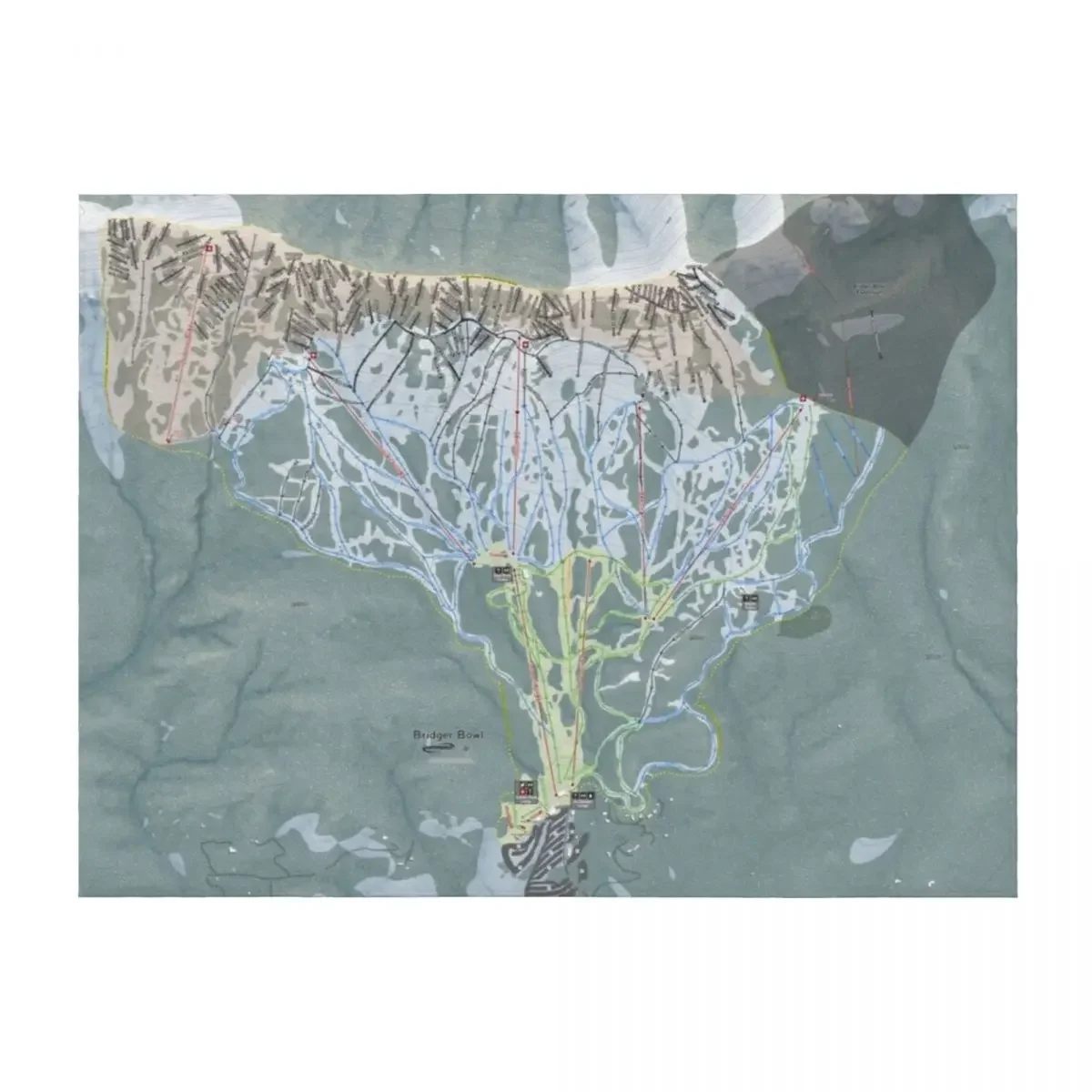 

Bridger Bowl Resort Trail Map Throw Blanket Sofas anime Luxury Throw Extra Large Throw Blankets