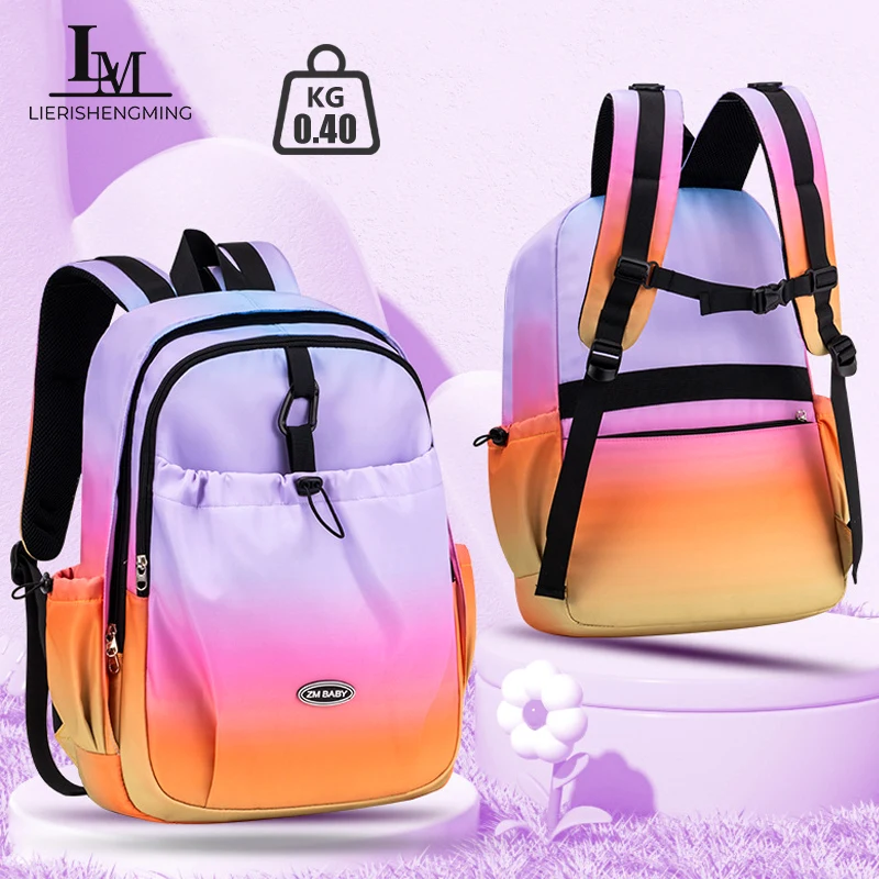 

Kids backpack for Boys Fashionable rainbow gradient color backpack for Girls Student Book Bag Elementary Middle School Bag
