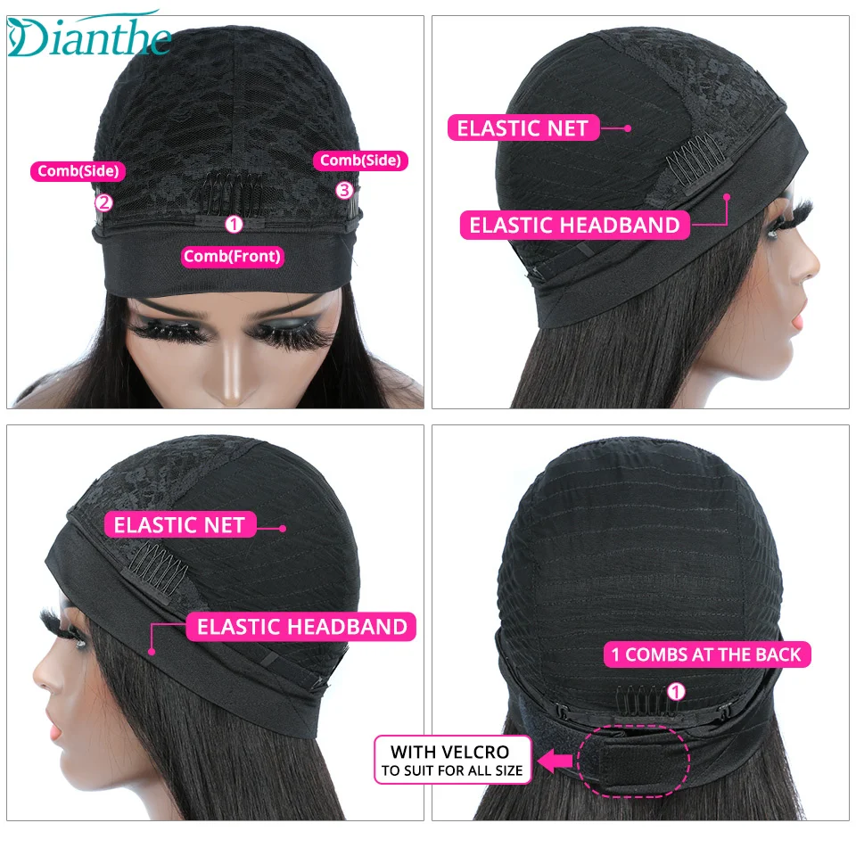 Wig Ikat Kepala Rambut Manusia Wig Rambut Keriting Brasil Wig Ikat Kepala Tanpa Lem untuk Wanita Rambut Manusia Wig Mesin Penuh Non Remy Dianthe