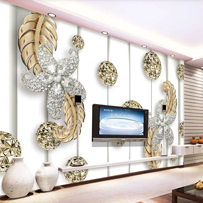 

Настенные фотообои с рельефным узором: простой, модный, новый китайский стиль, фон с тюльпанами, золотое кружево, ювелирные цветы