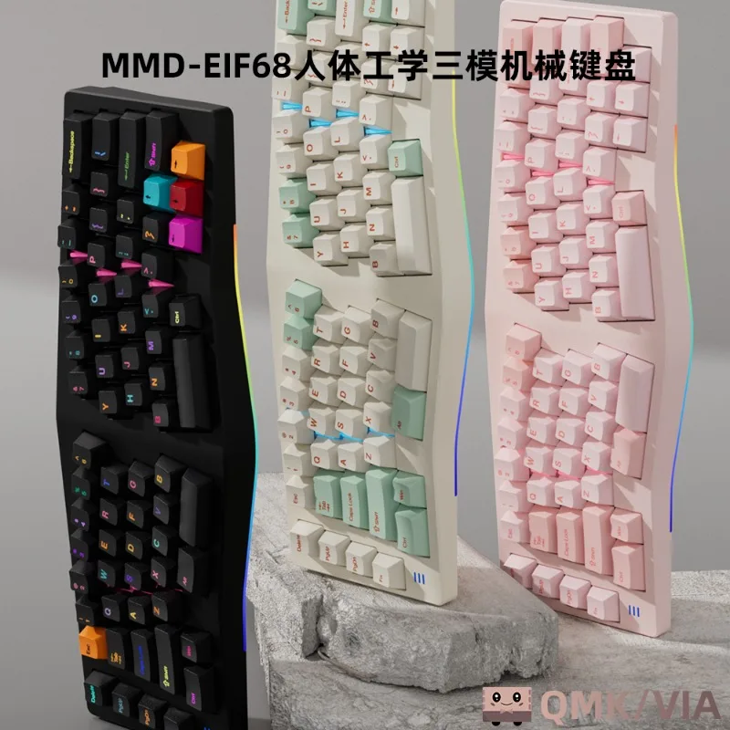 MMD Alice EIF68 mechanical keyboard Wireless Tri Mode aluminum alloy Hot swap RGB With Wrist rest QMK/VIA Office Gaming Keyboard
