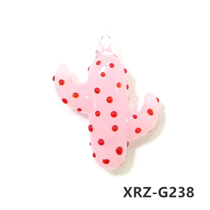 2 Paket INS Style Mini Cute Cactus Charm Glass Pendant Rare Handmade Plant Decoration DIY Kadınlar Moda Mücevher Kulakları Necklace Bracelet
