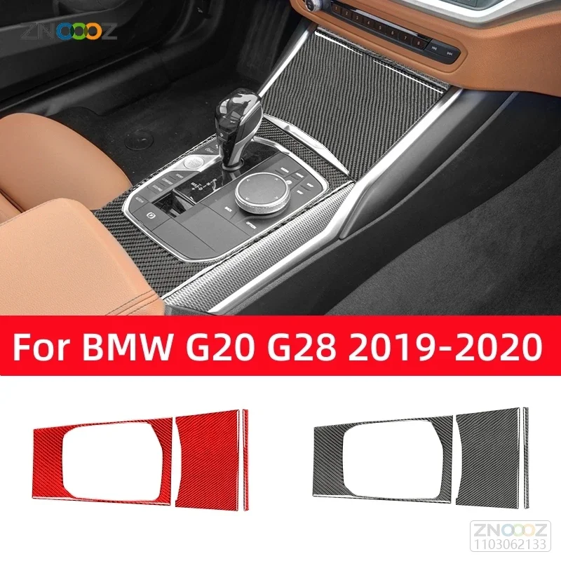 For BMW 3 Series G20 G28 2019-2020 Accessories Carbon Fiber Car Central Gear Shift Panel Cup Holder Storage Box Panel Trim Cover