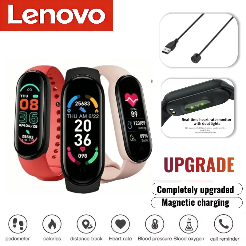 

Lenovo Smart Band Watch Movement Step count Bluetooth Synchronous Phone Information Waterwroof Smartwatch For Men Women Student