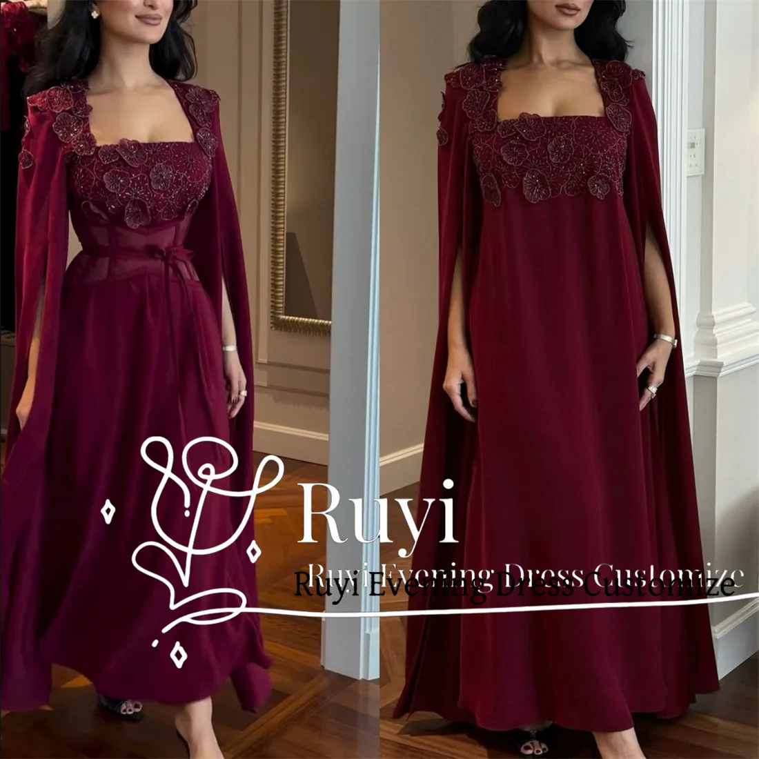 

Индивидуальные платья для выпускного вечера с длинными разрезами и цветами из бисера и корсетом, вечерние платья с квадратным вырезом, великолепные вечерние платья