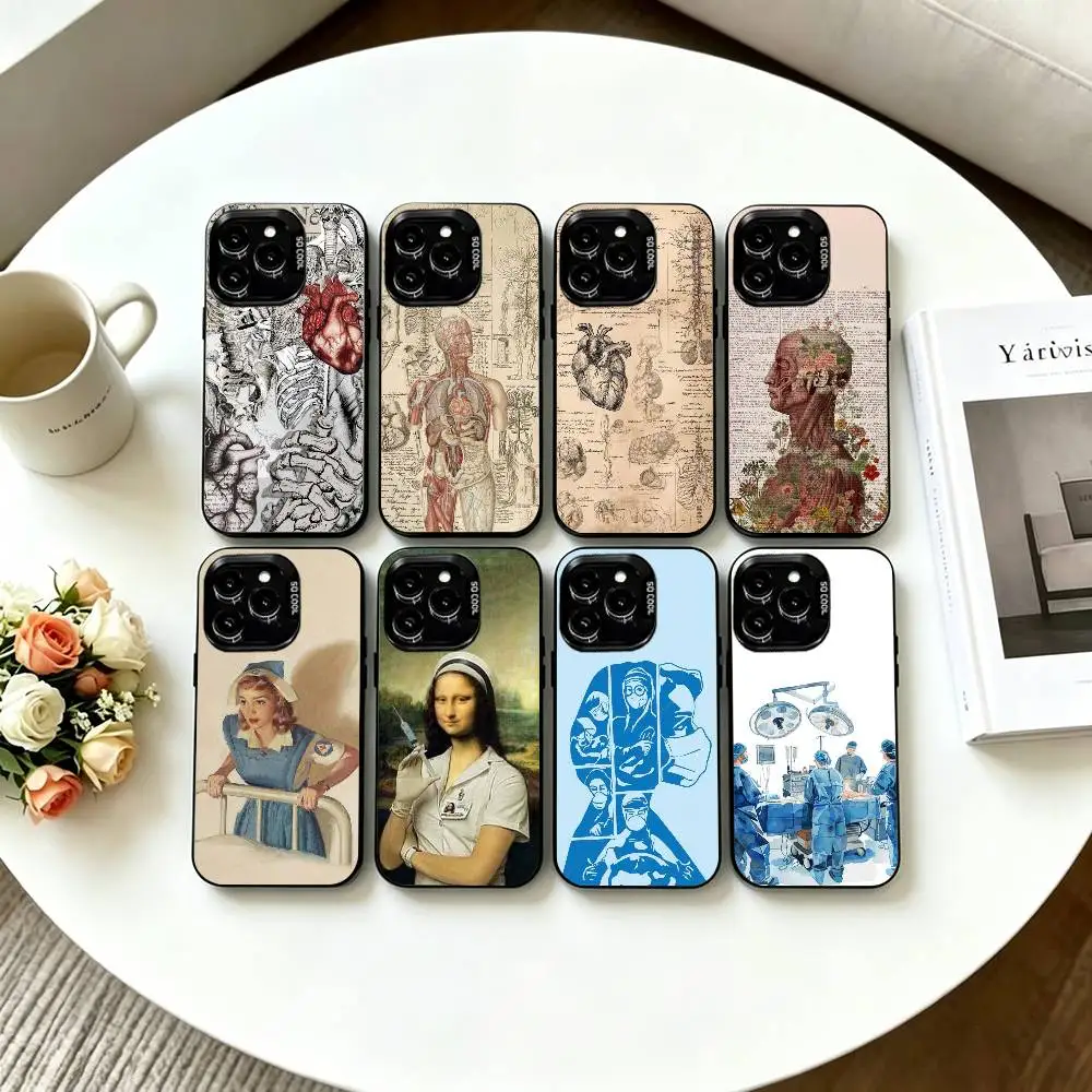

Medical Art Medicine Phone Case For iPhone 17,16,15,14,13,12,11 Plus,Pro Max,XS,Colorful Silver Black Cover