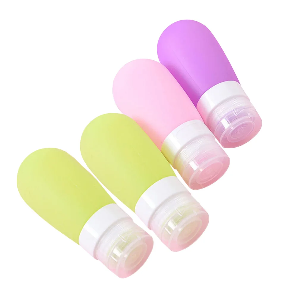 

4pcs Silicone Travel Bottles Leakproof Toiletries Containers Refillable Lotion Shampoo Bottles Portable For Camping