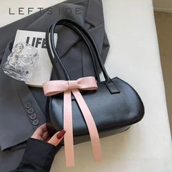 LEFTSIDE Bow Pu Leather Underarm Bags for Women 2024 Trendy Fashion Females Small Females Shoulder Bag Handbags and Purses