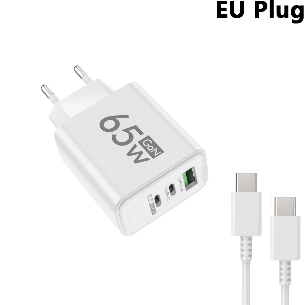 65W GaN USB-C PD Schnellladegerät QC 3.0 Wandadapter für iPhone 17 16 Pro Max Samsung Xiaomi Huawei EU US KR Stecker Quick Charge 3.0