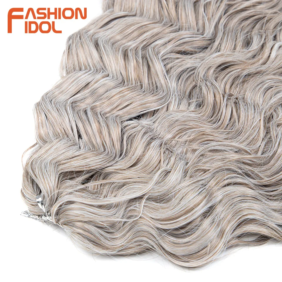 FASHION IDOL 24 Zoll Deep Wave Kunsthaar zum Flechten, Ombre Blonde Twist Crochet Lockenhaar für Alltag & Cosplay – Detail 4