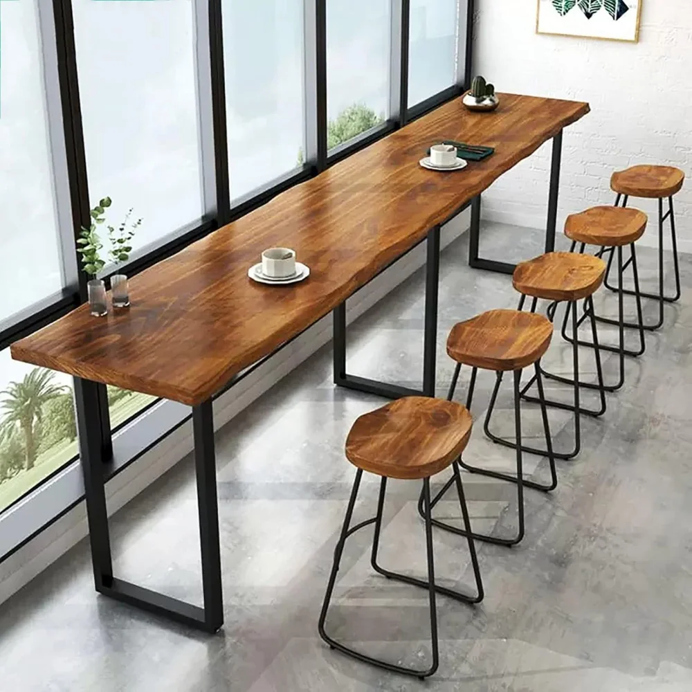 

Industrial Bar Height Table,Solid Wood Bar Top Narrow Bar Tables,Rectangular Pub Tables Tall Counter Height Table