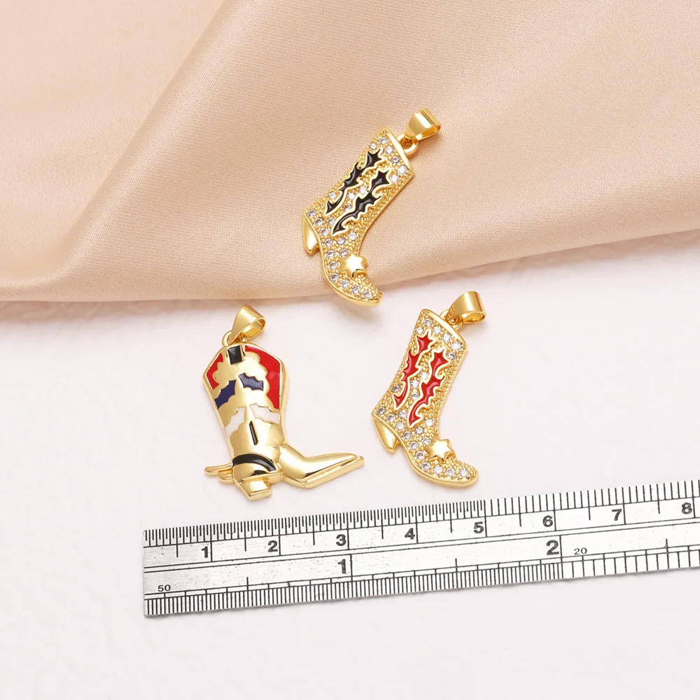 OCESRIO Enamel Knight Boots Pendant for Necklace Copper Gold Plated Keychain Purse Charm Jewelry Making Supplies pdtb702