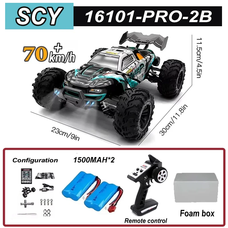 

SCY 16101Pro 1:16 70KM/H 4WD RC Car with LED Light 2.4G Remote Control Cars High Speed Drift Monster Truck for Children Gift