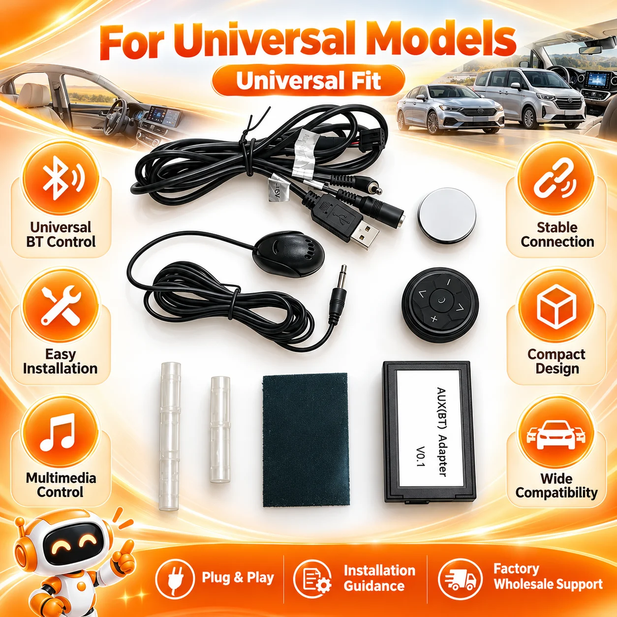 Universal Car Steering Wheel Bluetooth Control Buttons For Toyota Honda BMW Mercedes-Benz Volkswagen Nissan Accessories